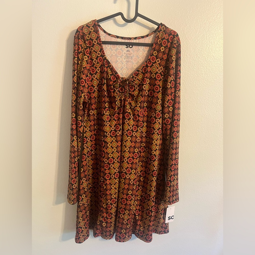 SO Multicolor Floral Long Sleeve Dress